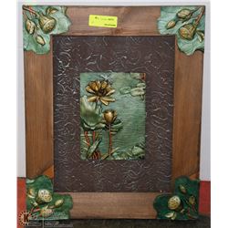 WOOD FRAMED 3D FLOWER ART WALL HANGING