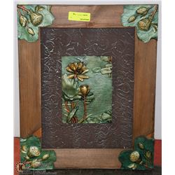WOOD FRAMED 3D FLOWER ART WALL HANGING