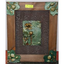 WOOD FRAMED 3D FLOWER ART WALL HANGING