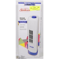 SUNBEAM PERSONAL TOWER FAN,2SPEED,14" HEIGHT