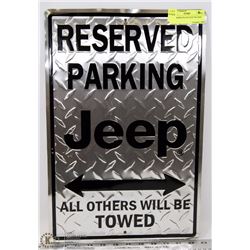 CHECKERED PLATE JEEP TIN SIGN
