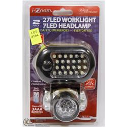 NEW 2 PACK 27 LED WORK LIGHT AND HEADLAMP