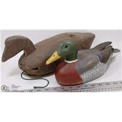 ANTIQUE WOOD DUCK INCL SIGNED PAINTED WOOD DUCK