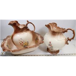 SET OF 3 BEIGE & BROWN TRIMMING 14"X16" BATHROOM