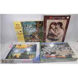 SET OF 4 SEALED 1000 PC PUZZLES RAVENSBURGER