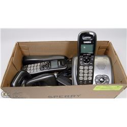 THREE PORTABLE UNIDEN PHONES W/ ANSWERING MACHINE