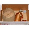 Image 1 : BOX W/ ASST COPPERWARE INCL COPPER BASE LAMP