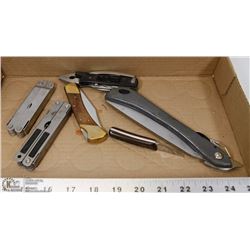 FLAT OF ASSORTED KNIVES AND MULTI TOOLS