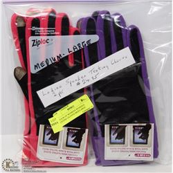 2 PACK OF WOMENS SPANDEX TEXTING GLOVES MED/LARGE