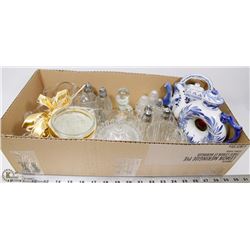 #3-BOX WITH COLLECTOR TEA POTS, SALT AND PEPPER