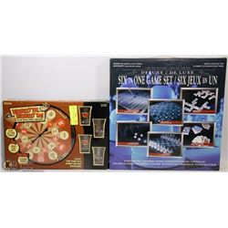 NEW DELUXE GLASS SIX IN 1 GAME SET CHESS,