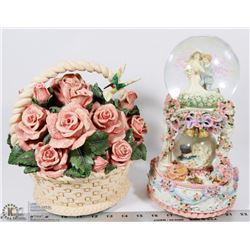 2 LARGE FLORAL/WEDDING MUSICAL BOXES