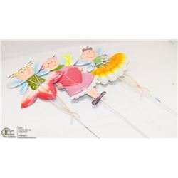 SET OF 3 WHIMSICAL FAIRY GARDEN STAKES