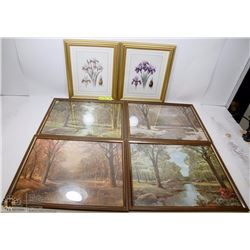 LOT OF ALL 4 SEASONS AND 2 MATCHING FLORAL FRAMED