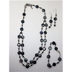 #4 - GREY/BLACK ABALONE SUITE OF JEWELRY