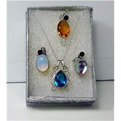 #11 - LOT OF 4 PENDANTS & CHAIN