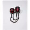 Image 1 : #21 - VINTAGE CLEAR & RED RHINESTONE BROOCH