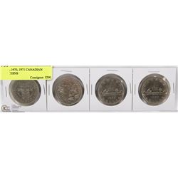 1968, 1969, 1970, 1971 CANADIAN DOLLAR COINS