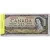 Image 1 : CANADIAN 1954 $20 BILL- BEATTIE/RASMINSKY