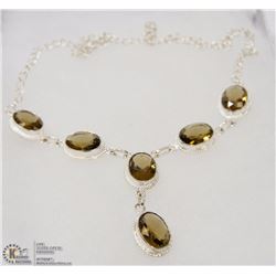#30-SMOKY TOPAZ GEMSTONE NECKLACE