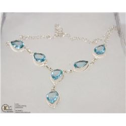#34-BLUE TOPAZ GEMSTONE NECKLACE