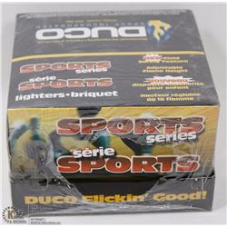 BOX OF 50 NEW SPORTS THEMED LIGHTERS