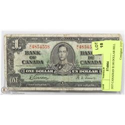 1937 CANADIAN $1.00 DOLLAR BILL