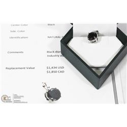 10K W.GOLD BLACK DIAMOND SOLITAIRE PENDANT