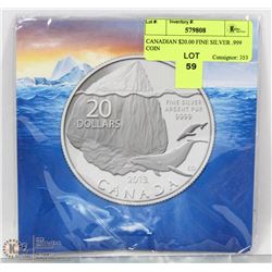 CANADIAN $20.00 FINE SILVER .999 COIN
