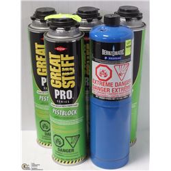 4 CANS OF DOW INSECTICIDE + BERNZOMATIC PROPANE