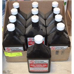 12 BOTTLES OF CHICAGO PNEUMATIC AIR TOOL OIL