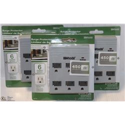 3 WOODS 450 JOULES SURGE PROTECTOR-6 OUTLETS