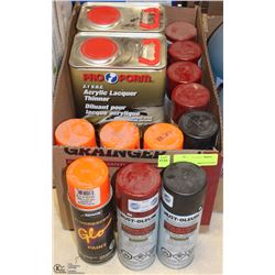 LOT OF FLUORESCENT PAINT + THINNER + MORE