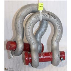 2 CROSBY CLEVICES W/ PINS 1-1/8"