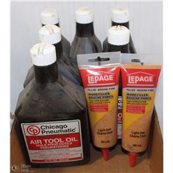 6 BOTTLES OF CHICAGO PNEUMATIC AIR-TOOL OIL +