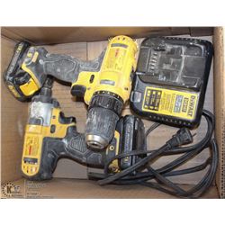PAIR OF 12V DEWALT DRILL/DRIVER COMBO WITH 2
