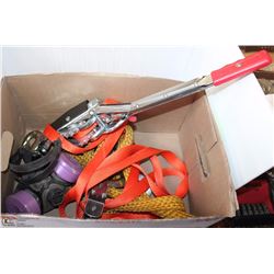 BOX WITH COME ALONG & TOW ROPE