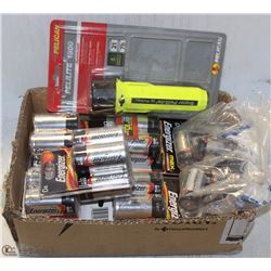 LOT W/ BATTERIES + PELICAN 1800 HI-VIZ FLASHLIGHT