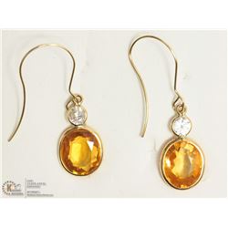 #1 -14KT W. GOLD YELLOW & WHITE SAPPHIRE EARRINGS