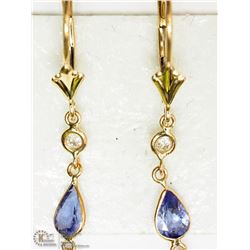 #5 -14KT Y. GOLD TANZANITE & DIAMOND EARRINGS