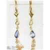 Image 2 : #5 -14KT Y. GOLD TANZANITE & DIAMOND EARRINGS