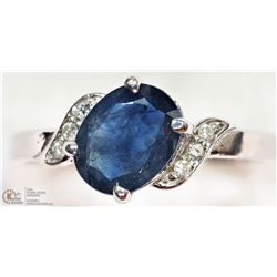 #7 -10K WHITE GOLD SAPPHIRE & DIAMOND RING