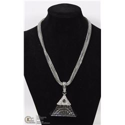 RHINESTONE ALL SEEING EYE SYMBOL  PENDANT & 34"