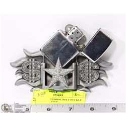 STAR AND $ SYMBOL BELT BUCKLE WITH ZIPPO STYLE