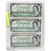 Image 1 : LOT OF 3 - 1967 CENTENNIAL DOLLAR BILLS