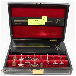 VINTAGE ESTATE CUFFLINKS IN GENUINE LEATHER CASE