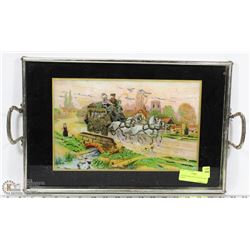 SERVING TRAY WITH STAGE COACH MOTIF
