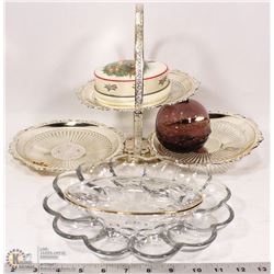 LOT W/ SILVERPLATED MADE IN ENGLAND FOLDING TRIPLE