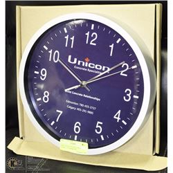 NEW 'UNICON' QUARTZ WALL CLOCK - 12" DIAMETER