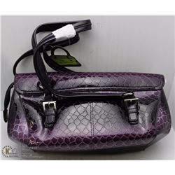 NEW PURPLE SNAKESKIN STYLE HANDBAG WITH